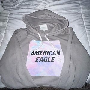 UNISEX GREY & OMBRÉ AMERICAN EAGLE HOODIE